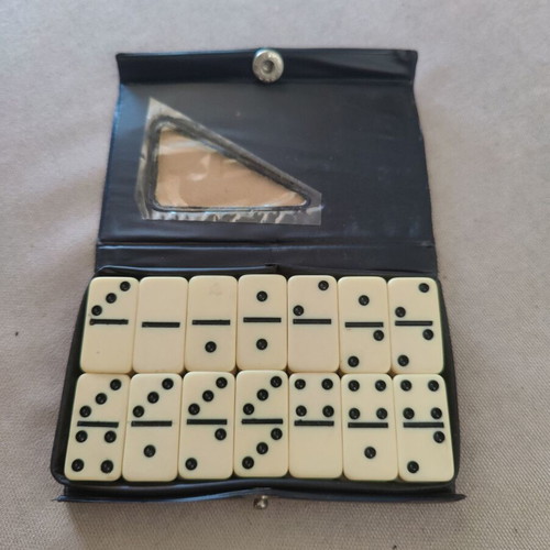 Old travel domino set 28 pieces in original case