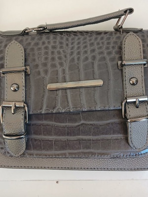 Women's shoulder bag grey with croc surface