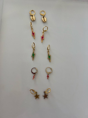 Stainless steel earrings pack of 5 colorful pairs like new