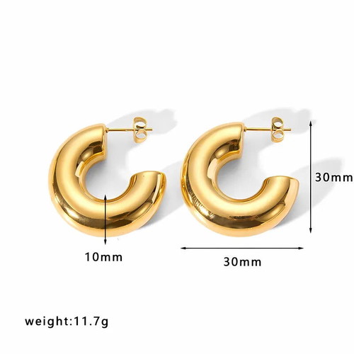 Bold 3 cm hoop earrings made of stainless steel gold color new