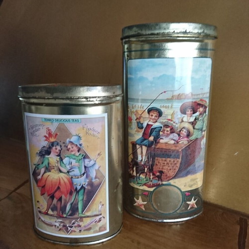 Tin boxes used with classic European images