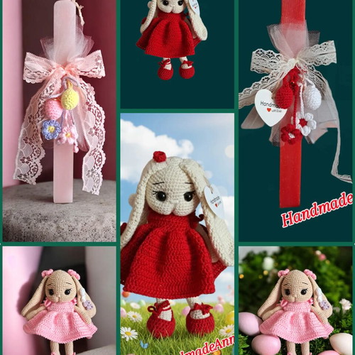 Easter Set Candle and Handmade Bunny New