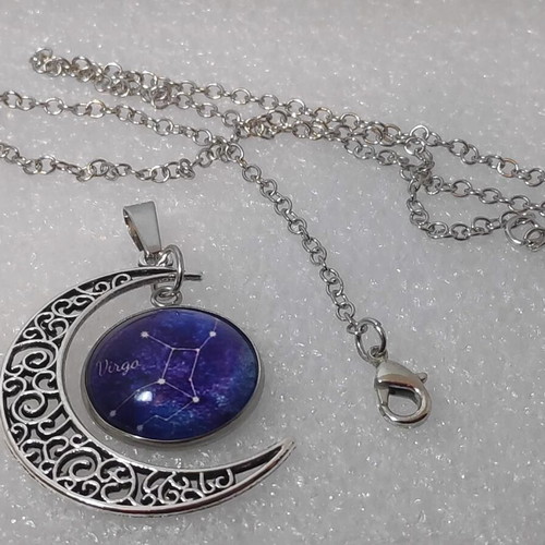 Pendant Virgo Zodiac Half Moon stainless steel like new