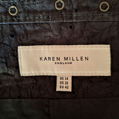 Karen Millen Vintage Y2K Small Black Broderie Anglaise Corset Halter Top like new