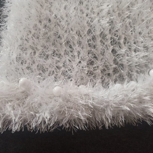White scarf like new with silver sparkles and decorative beads