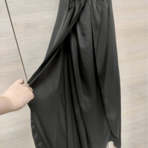 Zini iconic maxi satin slit backless halter dress