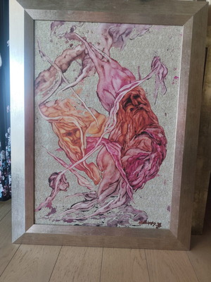 Painting with unique frame used, 86x66 cm