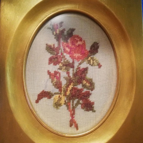Embroidered frame with gilded wooden frame new