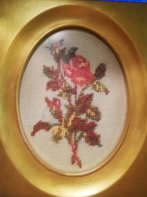 Embroidered frame with gilded wooden frame new