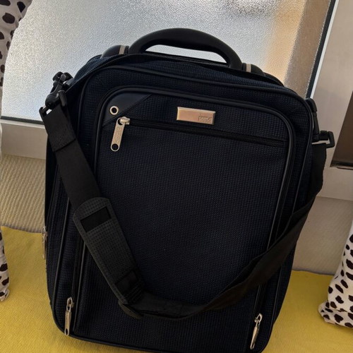 Stratic carry-on suitcase and briefcase bag, black and blue