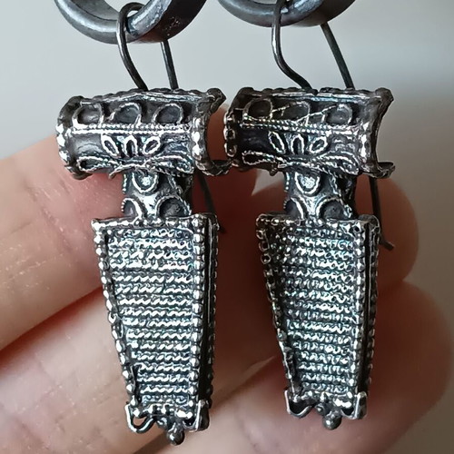 Silver earrings 950 like new, about 4cm, with box
