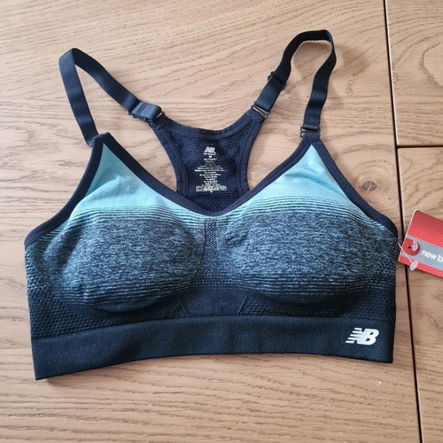 New Balance Seamless Medium-Impact Sports Bra Blue Black Size M New