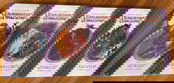 4 x Wizards (2009) Dungeons & Dragons Martial Power Rogue, Warlord, Ranger + Fighter Power Cards Καινούργια σφραγισμένα Τιμή 20 Ευρώ