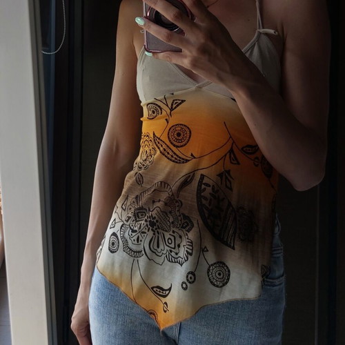 Boho Lipsy London top with ethnic design like new, beige and brown