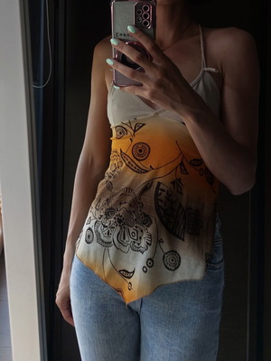 Boho Lipsy London top with ethnic design like new, beige and brown