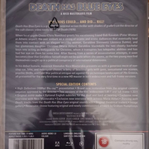 Death Has Blue Eyes Blu-Ray new without Greek subtitles