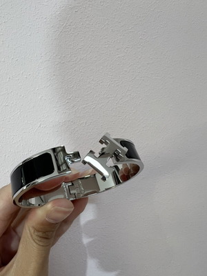 Hermes black bracelet with silver-tone finish, size S