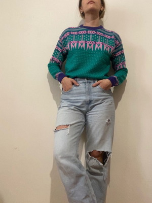 Πλεκτό Reclaimed Vintage cardigan σαν καινούργιο, πολύχρωμο, νούμερο Small-Medium