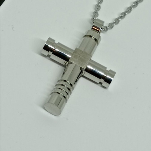 Men's Stainless Steel Cross Pendant with Chain, new, industrial design