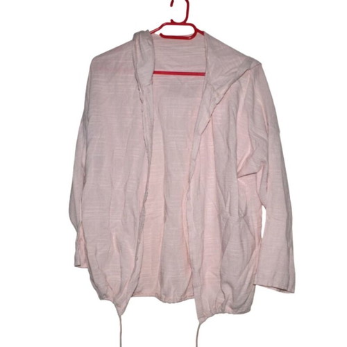Cotton oversized jacket with hood like new, beige pink