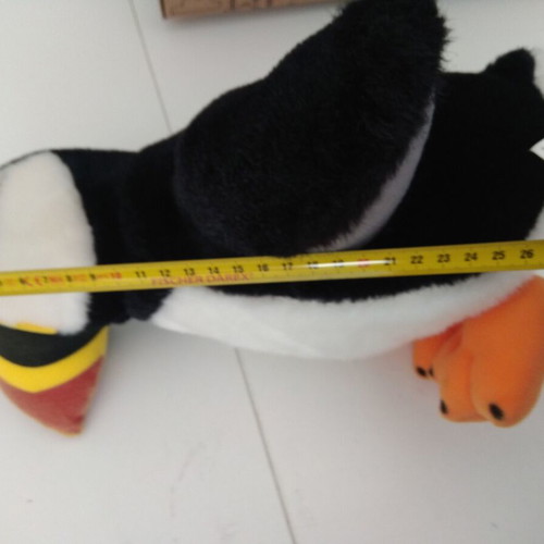 Puffin stuffed toy 28 cm like new with knitted socks