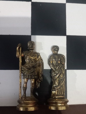 Chessboard 45×45 with used bronze pieces Hellenistic-Roman style