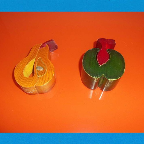 Wooden educational fruit toys used, set of 2 (pear and apple)