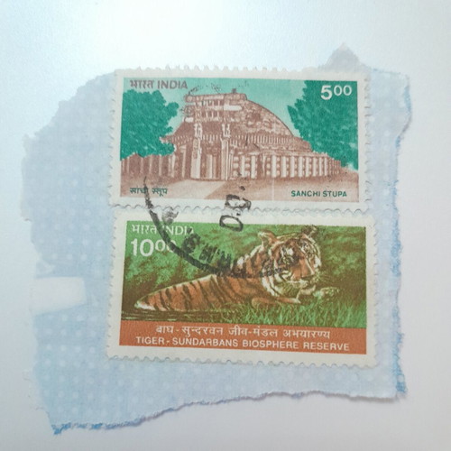 India stamps new, Sanchi Stupa and Tiger Sundarbans Biosphere Reserve