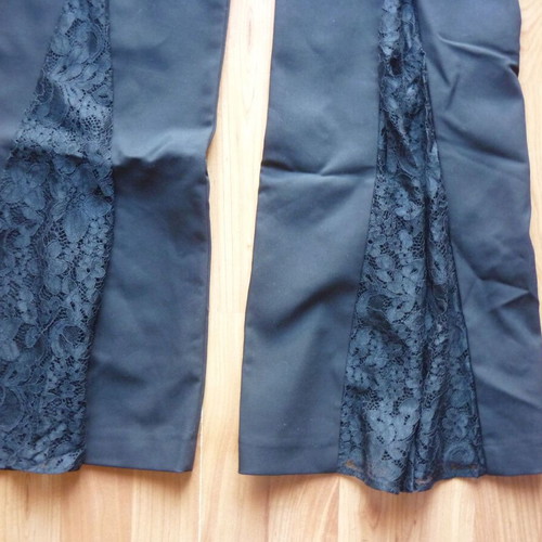 Zara women's pants Large new with lace on legs black