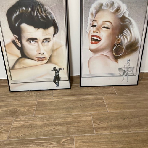 James Dean and Marilyn Monroe frames used, 2 large 60x90