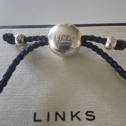 Links of London Sterling Silver S925 Black Corded Friendship Bracelet