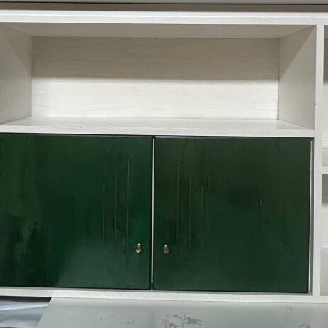 Children's bedroom set used, white-green wood for two kids