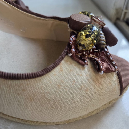 Platform shoes like new, beige leather, size 38