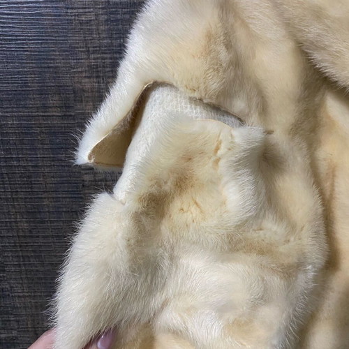 Vintage fur used with defects, beige, 3/4 sleeves