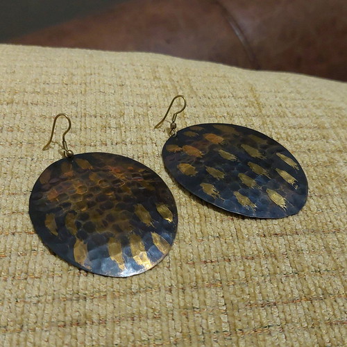 Vintage handmade earrings like new, brown and golden