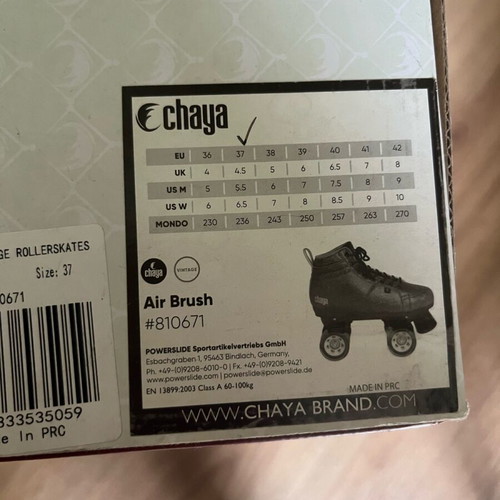 Chaya roller skates used with black tape, suitable for skate park