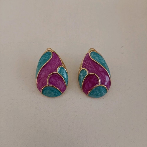 Earrings 4333 women's blue and purple new