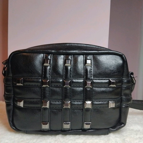 Crossbody bag like new with studs, black and silver