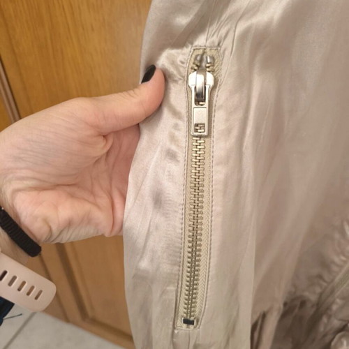Mini satin women's formal dress with zipper and hood, like new, silver, size XS/S