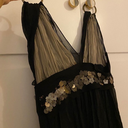 Evening dress large/medium like new with sequins and neckline