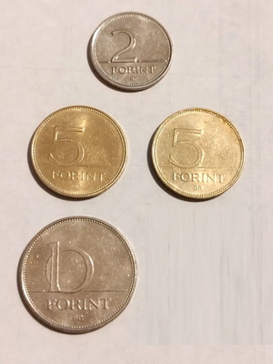 Hungarian coins used, small collection of 4 pieces