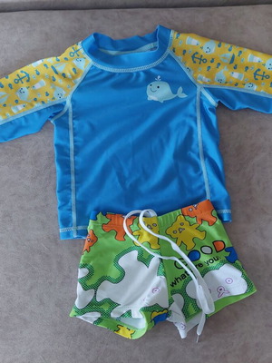 Zoocchini baby swim set like new, 6-12 months, UV protection shirt