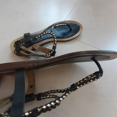 Pepe Jeans leather sandals size 37, black and gold