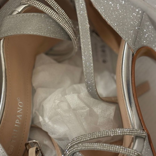 Silver sandals, size 37, platform heels
