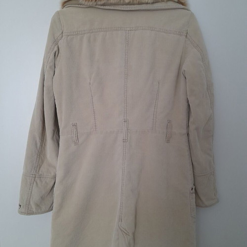 Replay vintage corduroy coat used with removable faux fur beige