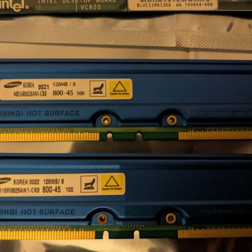 Intel VC820 Slot 1 AGP motherboard used with Pentium III 700MHz and 256MB RDRAM