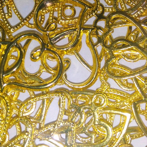 Double gold-plated hearts, pack of 100 pieces