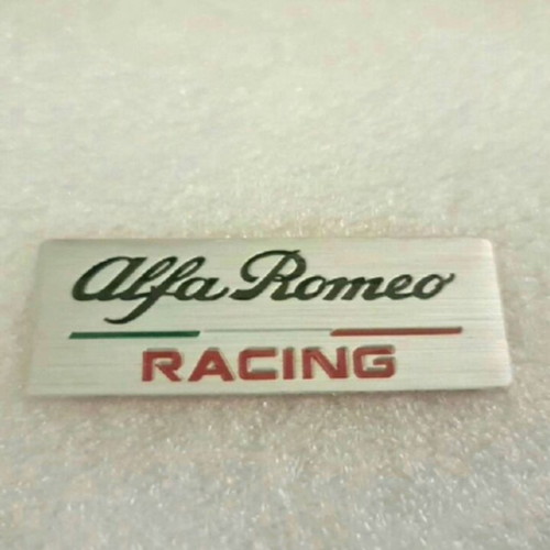 Alfa Romeo Racing aluminum badge new with double-sided adhesive sticker
