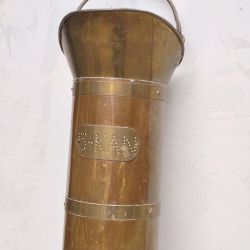 Antique copper and brass coal bucket used, 19th century Netherlands