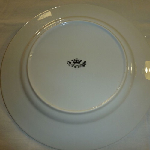 English Porcelain Dinner Plates Set like new, 8 pieces, white-blue